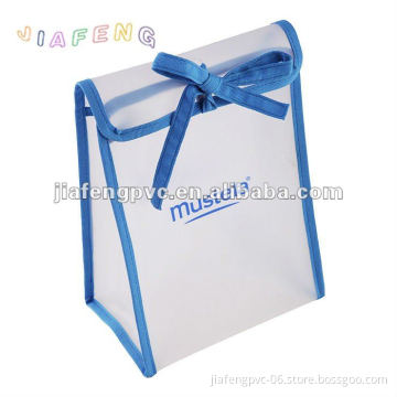 Blue PP Webbing Trim Transluscent EVA Toiletry Bag with Bowknot Closure